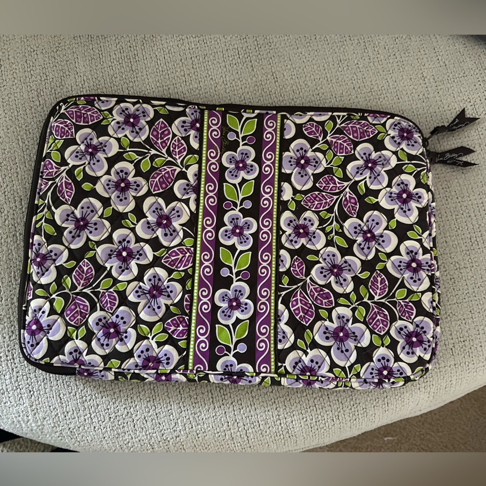Vera Bradley Plumโ Crazy Quilted Floral Laptop Sleeve Case Purple Black Green